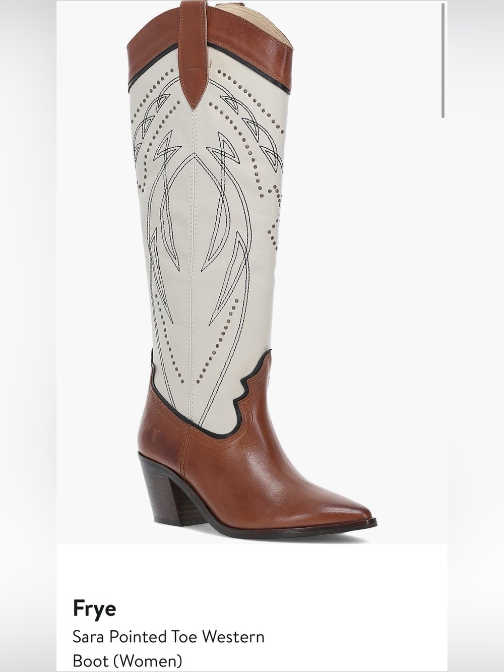 Frye Western Boots in Brown & Cream - Picture 4 of 5